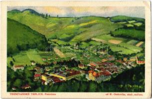 1934 Trencsénteplic, Trencianske Teplice; látkép / panorama, general view s: K. Ondreicka (EK)