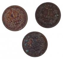 1869KB 1kr Cu "Angyalos címer" + 1882KB 1kr Cu "Középcímer" + 1892KB 1kr Cu &quo...