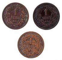 1885KB-1887KB 1kr Cu "Középcímer" (3x) T:2-,3 Adamo M4.1