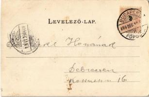 1899 Budapest XIII. József főherceg honvéd huszár (lovassági) laktanya udvara, huszárok. Divald Káro...