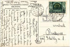 1940 Nagybánya, Baia Mare; bevonulás, ünneplő tömeg, magyar zászlók / entry of the Hungarian troops,...