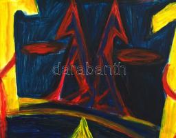 El Kazovszkij jelzéssel: Egyensúly, olaj, farost, keretben. 80x60 cm