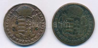 1763-1766. 1 Denár Cu "Mária Terézia" (2x) T:2-,3
Huszár: 1756., Unger III.: 1278