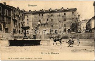 Genzano di Roma, Piazza del Mercato, Forni Popolare / square, horse cart, bakery