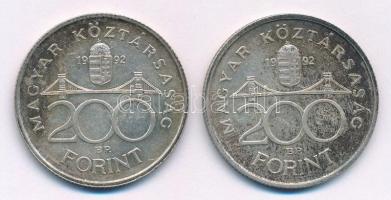 1992. 200Ft Ag "MNB" (2x) T:2 kis patina
Adamo F13