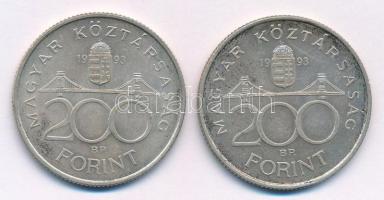 1993. 200Ft Ag "MNB" (2x) T:2 kis patina
Adamo F13
