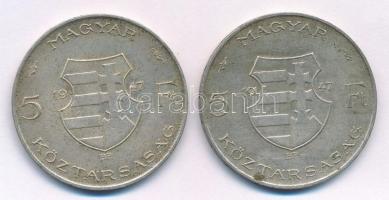 1947. 5Ft Ag "Kossuth" (2x) T:2- patina Adamo F8.1