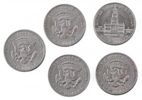 Amerikai Egyesült Államok 1971-1976. 1/2$ Cu-Ni "Kennedy" (5x) T:2 USA 1971-1976. 1/2 Doll...