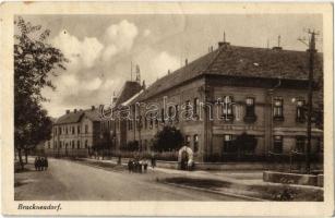 1934 Királyhida, Bruckújfalu, Bruck-Újfalu, Bruckneudorf; utca, Községháza / Strasse, Rathaus / street, town hall