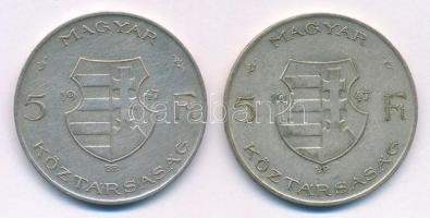 1947. 5Ft Ag "Kossuth" (2x) T:2- patina Adamo F8.1