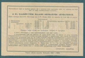 1949. "XI. Állami Sorsjáték" fél sorsjegy 60.000Ft-ról T:I