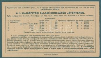 1946. "II. Állami Sorsjáték" fél-sorsjegy 50.000Ft-ról T:I
