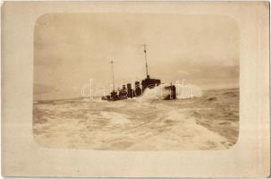 Az Osztrák-Magyar Haditengerészet csatahajója / WWI Austro-Hungarian Navy, K.u.K. Kriegsmarine battleship at sea. photo (EK)