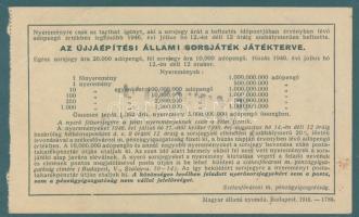 1946. "Állami Sorsjáték" fél-sorsjegy 1000.000.000AP-ről T:I