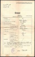 1939 Snyders Jakab kiskőrösi főrabbi által aláírt anyakönyvi kivonat