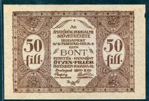 Budapest 1920. "Amatőrök Forgalmi Szövetkezete" bónja 50f-ről T:I