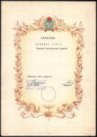 1955-1956 Élenjáró kereskedelmi dolgozó számára kiállított oklevél + 5 db egyéb oklevél
