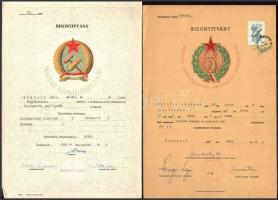 1955-1956 Élenjáró kereskedelmi dolgozó számára kiállított oklevél + 5 db egyéb oklevél