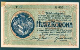 Szeged 1918. Pénztárjegy 20K-ról T:II