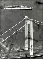 1978 Koncz Tibor (?-): Erzsébet híd, pecséttel jelzett fotó, sarkán törésnyom, 39,5×29 cm