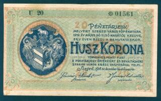 Szeged 1918. Pénztárjegy 20K-ról T:II+
