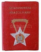 1954. "Sztahanovista" kitüntetéshez tartozó igazolvány