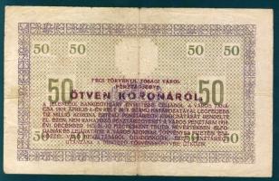 Pécs 1919. Pénztárjegy 50K-ról "*"-gal, szárazbélyegzővel T:II/III