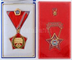 1980. "Kiváló Munkáért" aranyozott, zománcozott kitüntetés szalagon, miniatűr jelvénnyel, ...