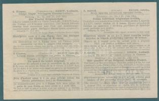 1914. "34. M.Kir. Szabadalmazott Osztálysorsjáték" 3. osztály 1/4 Eredeti Sorsjegye 8K-ról...