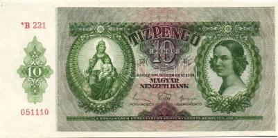 1936. 10P "*"-gal fázisnyomat festéknyomokkal, elcsúszásokkal T:I