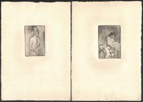 Jelzés nélkül: Aktok, 6 db. Rézkarc, papír, 8,5×5 cm