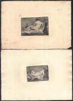 Jelzés nélkül: Aktok, 6 db. Rézkarc, papír, 8,5×5 cm