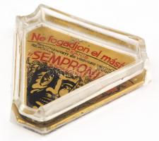 Sempronia szivarszipka reklámos üveg hamutartó 13x10 cm