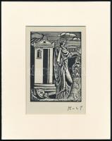 Molnár C. Pál (1894-1981): Megkövülve. Fametszet, papír, paszpartuban, utólagos jelzéssel, 14,5×10 cm