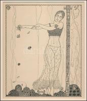 Kozma Lajos (1884-1948): Sziromhullás. Cinkográfia, papír, jelzett a cinkográfián, paszpartuban, 19,...