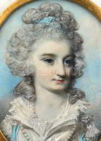 XIX. sz: Miniatúra. Akvarell, papír, Jelzés nélkül. Réz keretben. 5,5x4,5 cm