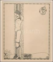 Kozma Lajos (1884-1948): Megkötözve. Cinkográfia, papír, jelzett a cinkográfián, paszpartuban, 19,5×...