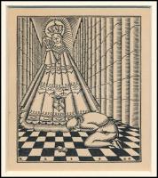 Kozma Lajos (1884-1948): Hódolat. Fametszet, papír, jelzett a metszeten, paszpartuban, 8×7 cm