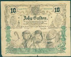 1863. 10G érdekes kézzel festett hamisítványa vízjeles papíron, hátoldalon piros "Falsificat / Gänzlich misslungen sub Z. 1267/4 1874" + zöld körbélyegző "Királyi Törvényszék-Pesten" T:III