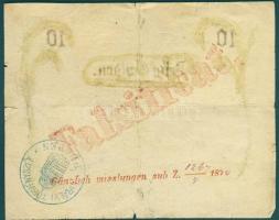 1863. 10G érdekes kézzel festett hamisítványa vízjeles papíron, hátoldalon piros "Falsificat / ...