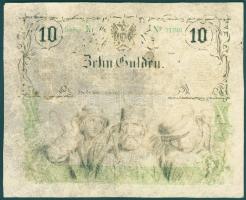 1863. 10G érdekes hamisítványa vízjeles papíron, hátoldalon piros "Falsificat 2 Explr. v. No 83 Folografie sub Z. 256/4 1874" + zöld körbélyegző "Királyi Törvényszék-Pesten" T:II-