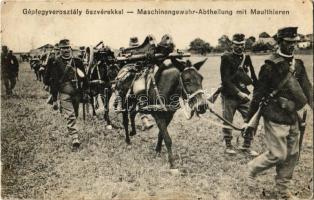 1914 Gépfegyverosztály öszvérekkel / Maschinengewehr-Abteilung mit Maultieren / WWI Austro-Hungarian K.u.K. military, machine gun division with packed mules (Rb)