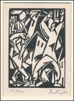 Bortnyik Sándor (1893-1976): Kezek a magasban, fametszet, papír, utólagos jelzéssel, paszpartuban, 1...