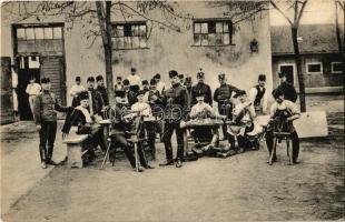 Osztrák-magyar katonai cipész műhely, csizmák javítása / WWI Austro-Hungarian K.u.K. military, shoemaker, cobbler worskhop, repair of boots (EK)