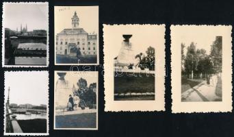 cca 1930-1940 Szegedi városképek, 27 db fotó, 5,5×4 és 6×9 cm közötti méretekben