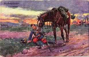 Wiedergefunden / WWI Austro-Hungarian K.u.K. military, injured soldier with his horse. B.K.W.I. 933-1. s: K. Feiertag