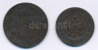 Vegyes: Spanyolország 1878. 10c Br "XII Alfonz" + Oroszország 1898. 1k T:2,3
Mixed: Spain...