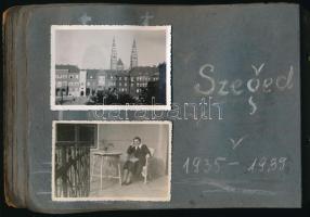 1930-1935 "Prepaévek", diáklány fotóalbuma, benne kirándulások képeivel: Szeged, Pannonhal...