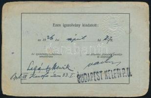 1927 Magyar Királyi Államvasutak által kiállított fényképes havibérleti igazolvány