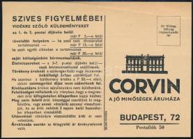 Corvin Áruház gyerekeknek szóló játékmegrendelő kétoldalas nyomtatványa + Corvin Áruház megrendelő k...